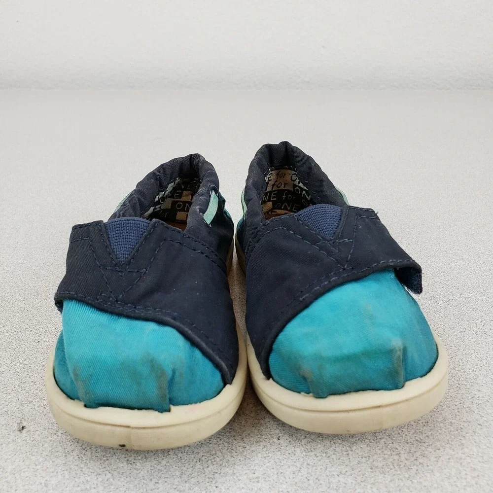 Toms Boys Blue Round Toe Low Top Strap Comfort Casual Slip On Shoes Size 7‎